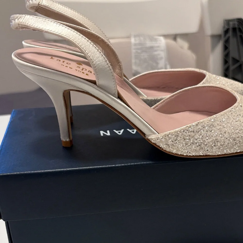 Kate Spade New York Glitter Slingback Pumps in Champagne